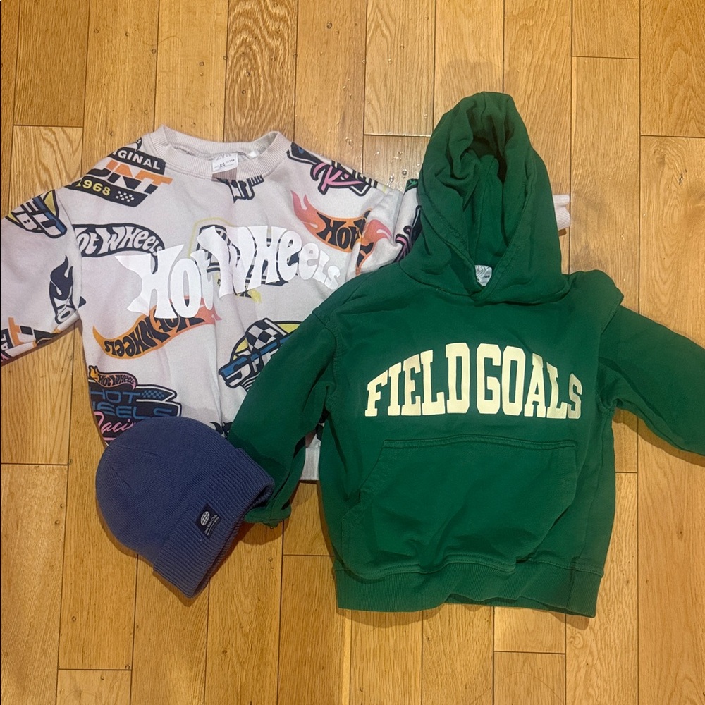 Zara Hot Wheels Print Shirt and Green Hoodie Set